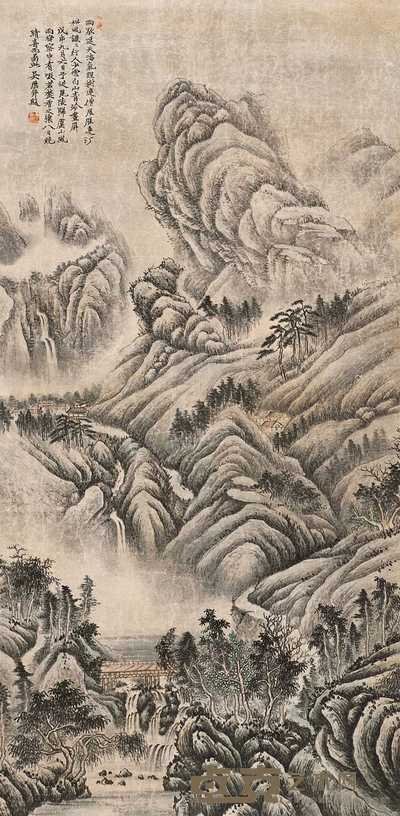 吴历 山水 立轴 129×63cm
